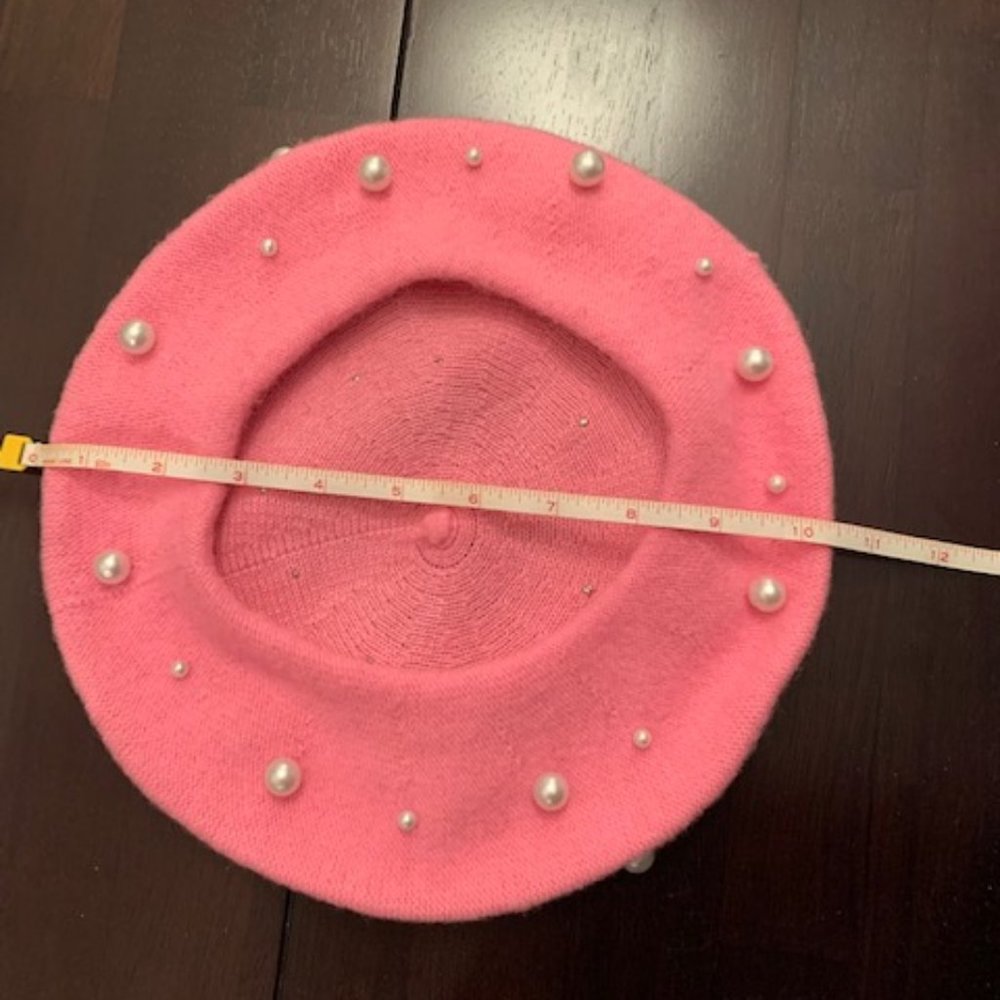 *HP* Barbie pink wool knit beret with pearls NWOT - Picture 3 of 9